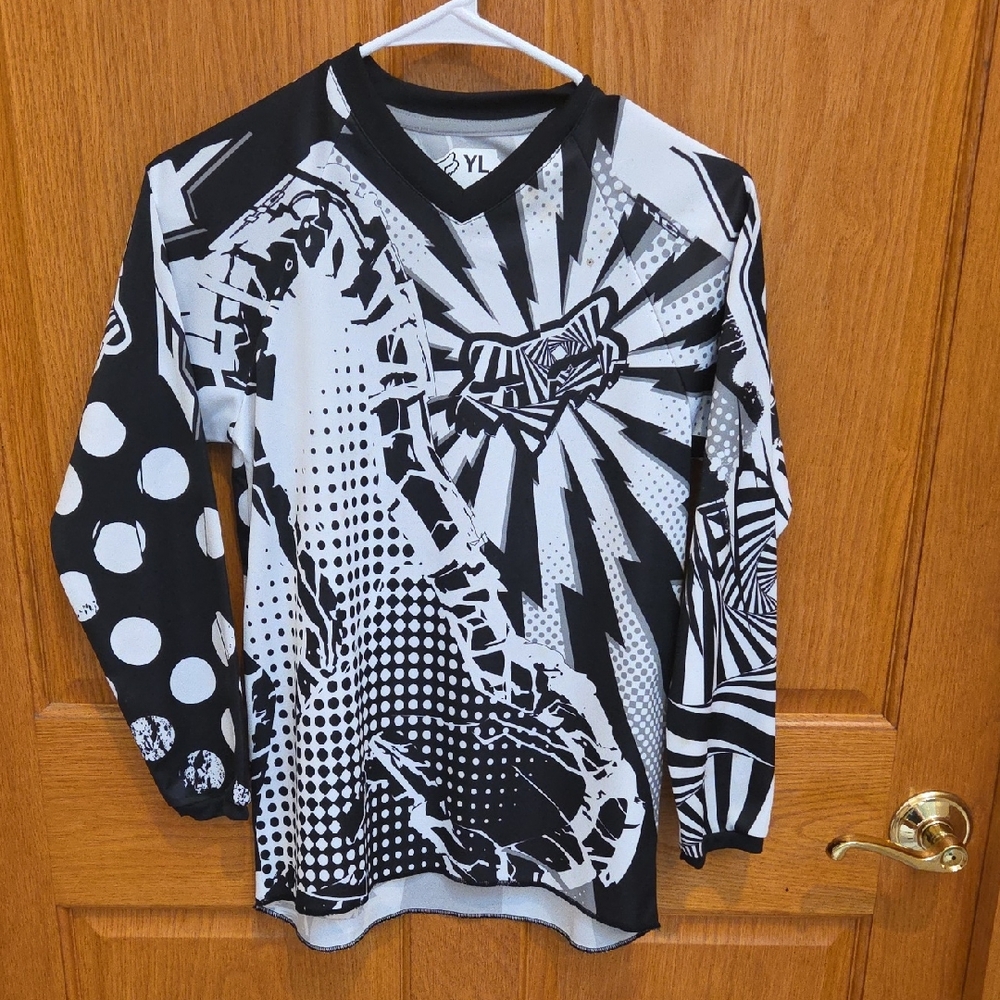 Stylish Black and White FOX Racing Kids Long Sleeve Shirt